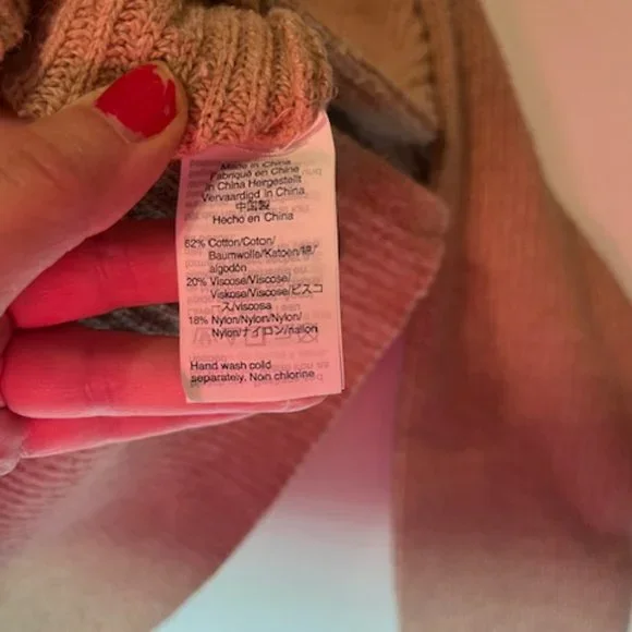 Women's Madewell Patch Pocket Pullover Long Sleeve Oversized Sweater Tan Sz M - Picture 4 of 6